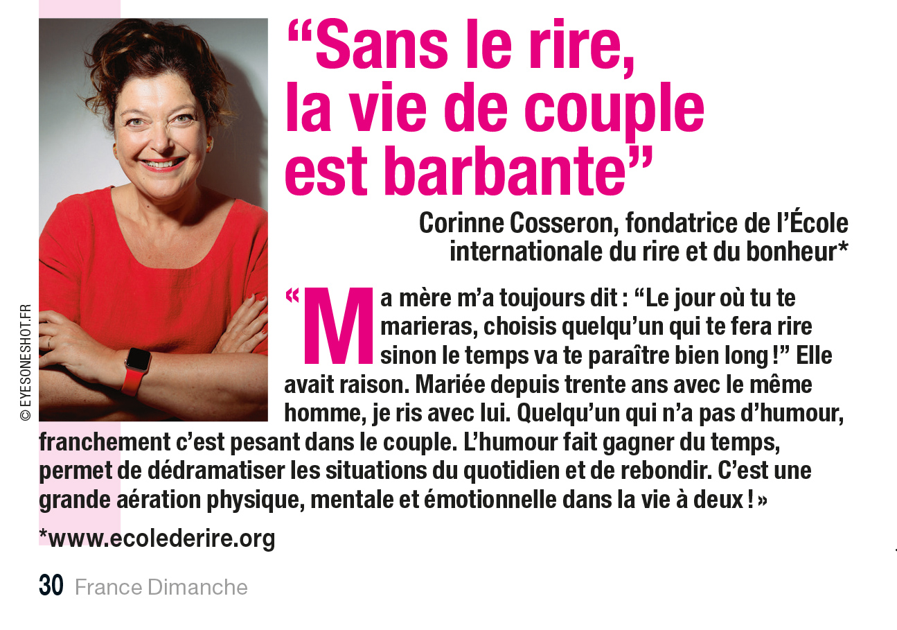 Corinne Cosseron: sans le rire, la vie de couple est barbabte